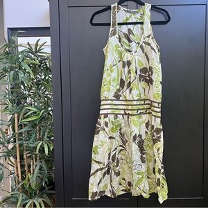 Arthur Galan AG Australia Silk Semi-Sheer Floral Print Drop Waist Dress Size 8